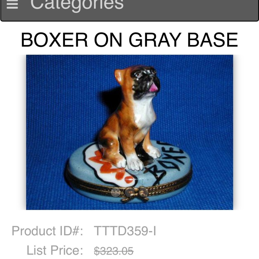 Limoges Limited Edition Numbered Boxer Dog